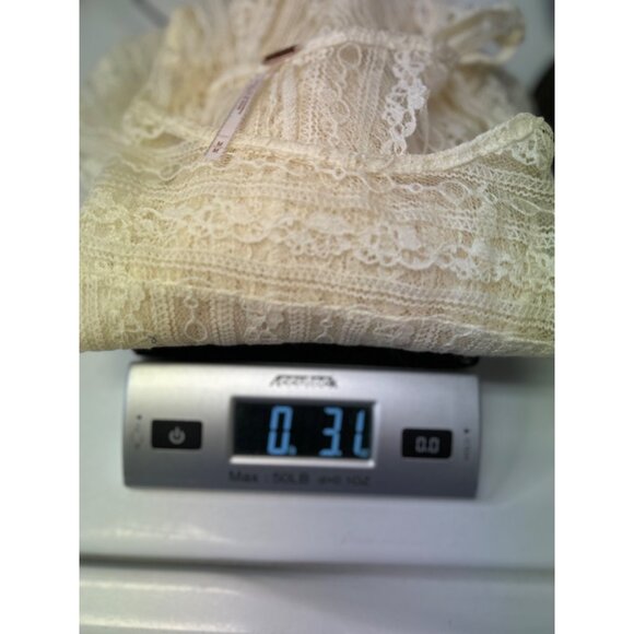 Free People Womens Lace Blouse M Ivory Nylon Blend - Picture 9 of 9